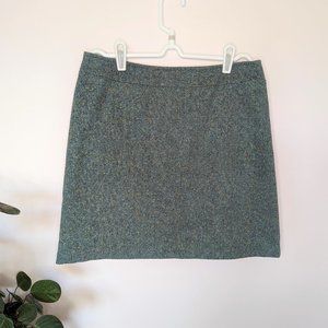 Jacob Tweed Mini Skirt, Grey-Green Tweed, Sz S